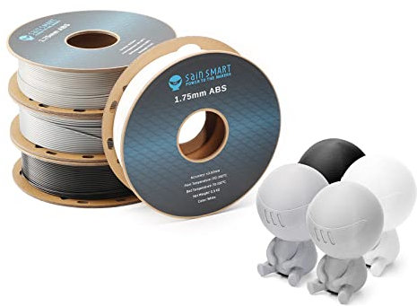SainSmart ABS Filament 1.75mm, ABS 3D Drucker Filament Bündel, Maßgenauigkeit +/- 0.02 mm, 500g x 4 Pack - Schwarz, Weiß, Grau, Silber