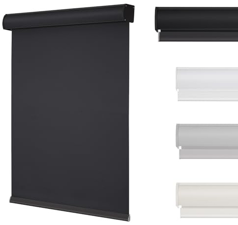 Changshade Cordless Blackout Roller Shades with Valance, Room Darkening Roll-up Shade Easy Install, Fabric Windows Blinds for Home, Bedroom and Office, 33 W x 72 H, Black ROL33BK72D