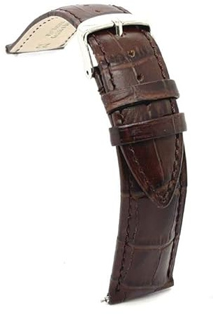 diloy Correa de reloj cuero grabado cocodrilo semi alomada – Estilo elegante y premium – 18mm 20mm 22mm 424 marrón 20mm
