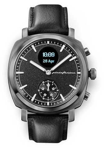 pininfarina Senso Hybrid Smartwatch - an Analogue Watch with Digital Display, Tracks Heart Rate, Steps, Calories, Sleep, Fitness - Compass & Connected GPS Tracking - Slate Grey