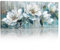 Mit Rahmen Großes Leinwandbilder Wandbilder, Weinlese Blau Weiße Blumen Abstrakt bild auf leinwand Wandkunst Modern XXL Kunstdruck Deko für Wohnzimmer Schlafzimmer fertig zum Aufhängen 120x50cm
