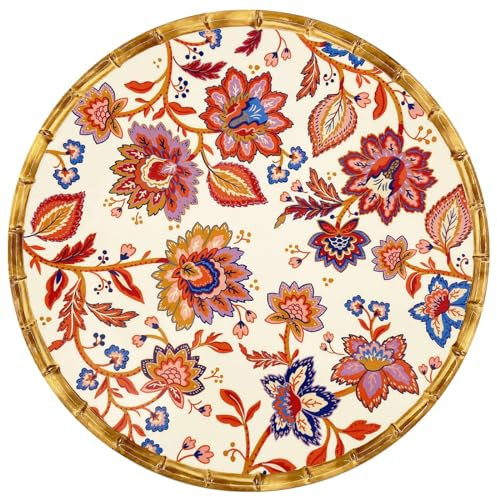 Les Jardins de la Comtesse - Plat de service rond en mélamine fleuris Ø 35,5 cm - Collection Jaipur