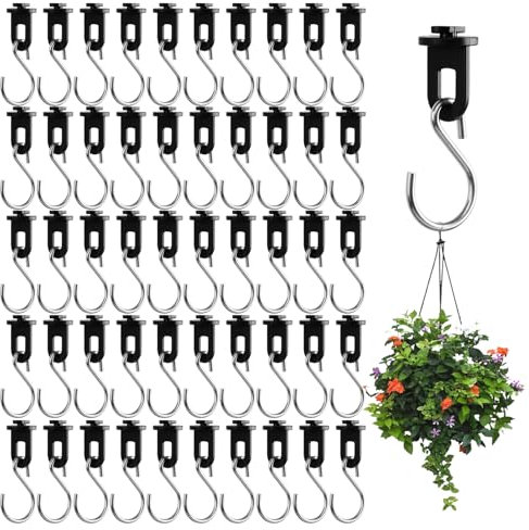 mumisuto 50 Gewächshausclips + 50 Haken, Pflanzenhalter für Gewächshaus, Edelstahl S-Haken Drehbar Gewächshaus Zubehör, für Ihr Gewächshaus und Paradies
