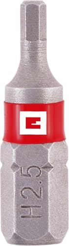 Original Einhell Standard-Bits, 3-tlg., 25 mm, Hex 2,5 (Chrom Vanadium, präzises Schrauben, gute Kontrolle, roter Farbring, C 6.3 Schaft)