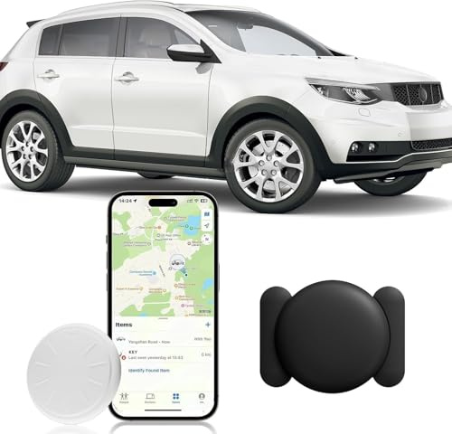 GPS Tracker for Cars,No Monthly Fee Mini Hidden Car Tracker with Magnetic Case,Real Time Car GPS Tracker Works with Apple Find My(iOS Only) (Black,1PCS)