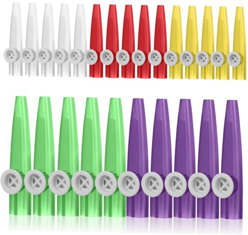 ibasenice 20 Piezas Kazoos de Plástico Coloridos para Instrumentos Musicales para Fiestas Desarrollo Creativo y Habilidades Musicales Casa y Escuela