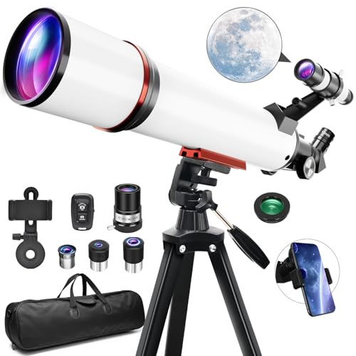 Telescope for Adults Astronomy,90mm Aperture 700mm Refractor Telescopes for Beginners,Fully Multi-Coated Optics with AZ Mount Tripod & Carry Bag,Wireless Remote,Phone Adapter, Ideal Gift for Men