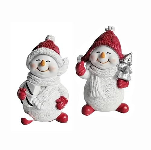 Decorazione natalizia a forma di pupazzo di neve, in resina, con sciarpa e cappello, decorazione per l'atmosfera invernale, decorazione per albero di Natale, casa, camino (A)