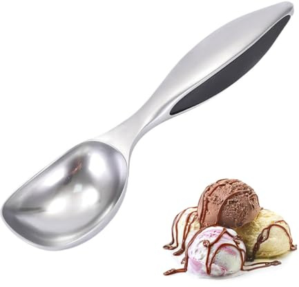 Cuchara para Helado de Acero Inoxidable, Sacabolas Helado Profesional para Hacer Bolas Perfectas de Helado Duro, Sorbete y Masa, Diseño Ergonómico y Fácil de Limpiar para Uso en Hogar y Restaurantes