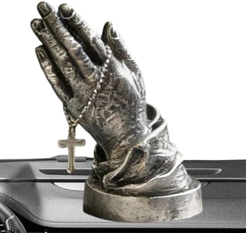 Small Praying Hands Statue | Resin Table Decoration | Auto Statue Ornament | for Sedans SUVs RVs Bookcase Window Sill Bookshelf Nightstand Bedside Study Bedroom Living Room Home Office