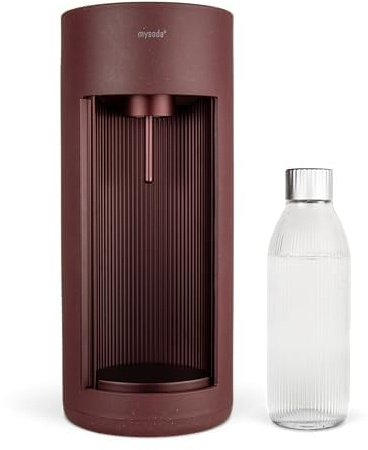 Mysoda Glassy - Gasatore d’acqua per l’acqua frizzante con bottiglia in vetro (senza bombola di CO2) - Beetroot
