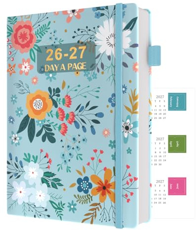 Sailingvan Agenda académica 2026-2027, página por día, A5, julio de 2026 a junio de 2027, agenda de mediados de año 26/27 con pegatinas de calendario y pestañas, papel de 100 g/m², 2 marcadores