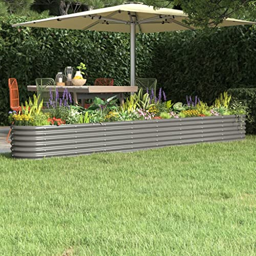 Yunovire stor galvaniserat stål upphöjd trädgård säng 332 x 40 x 36 cm hållbar Weather-beständig planter för utomhus balkong uteplats gård blomma örter vegetabilisk suckulent kaktus orkidé bonsai