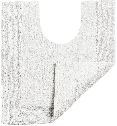 Allure Heavyweight Reversible Pedestal Toilet Mat, 100% Cotton, Super Soft, Washable, Large Size 55cm x 55cm (White)