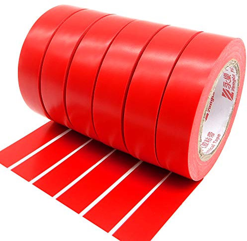 Maveek Electrical Tape 0.6 Inch 15M Red Electrical Insulation Tape, 50 Feet, 6 Pack