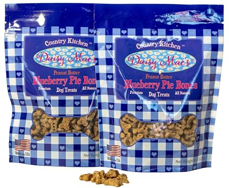 Naughty Spotty Daisy Mae’s Premium Quality USA-Made Dogs Treats, Peanut Butter Blueberry Pie Bones Dogs 16 oz.