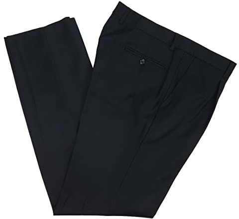 DIDYUGO Pantalone Uomo Classico in 100% Pura Lana Vergine Vita Alta Gamba Larga Invernale 46 48 50 52 54 56 58 60 (56 - Nero)
