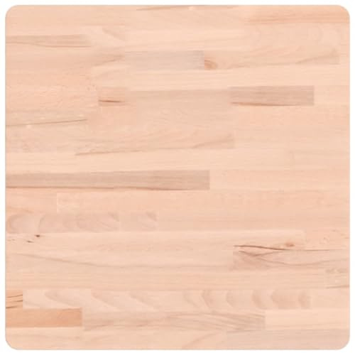vidaXL Tischplatte, Quadratisch Holzplatte mit 4 abgerundeten Ecken, Holztischplatte Ersatzplatte für Couchtisch, Massivholztischplatte Platte, 50x50x2,5 cm Massivholz Buche