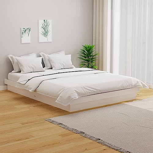 ZQQLVOO Letto per famiglia con pallet, letto in legno massiccio, bianco, 150 x 200 cm, 5FT King