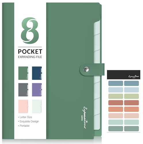 Sooez Elegant Accordion File Organizer, 8 Pocket Expanding File Folder