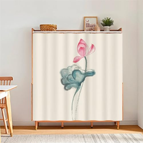 BESTORI Rideaux d'armoires de Cuisine Anti-poussière Installation Crochet et Boucle Rideaux de fenêtre pour étagères, sous l'évier, Cantonnières Courtes pour Salon, Style 5, 50x80cm (L x H)