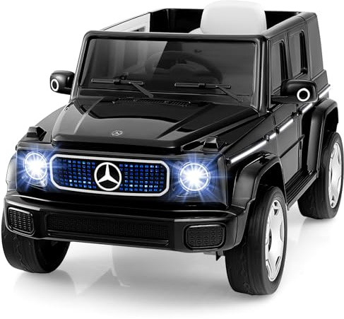 COSTWAY Kinder Elektroauto Mercedes-Benz, 12V Elektrofahrzeug mit 2,4G Fernbedienung & Scheinwerfer & Musik & Hupe, Kinderauto Elektrisch, Elektroauto für Kinder ab 3 Jahren (Schwarz)