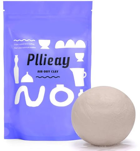 Pllieay Lufttrocknender Ton 0.5 kg Töpferton - Weich Geschmeidig Soft Weiß Natürlicher Air Dry Clay Selbsttrocknend
