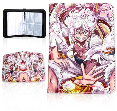 Anime Onee Piece Álbum de Cartas Coleccionables para 400 Cartas Álbum para Cartas 50 páginas de libro de colección de cartas con cremallera