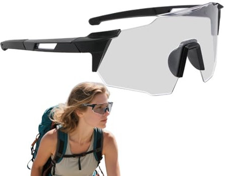 Selbsttönende Sonnenbrille – Polarisierte Sportbrille mit UV400-Reflexionsschutz | Windschutz Sichere Rahmen für Mountainbike, Laufen und Fahren