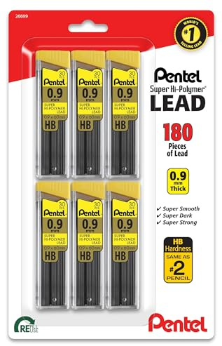 Pentel Super Hi-Polymer Lead Refill 0.9 HB BP 6 Pack (C29BPHB6)