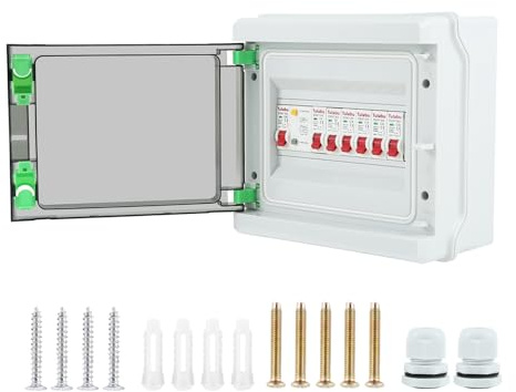 cupeohome 6 Way Consumer Unit Circuit Breaker IP65 Anti-Leakage Fuse Box, 63A 30mA RCD 6MCB 6A+6A+16A+16A+32A+32A, Shield Circuit Breaker for Outdoor Outbuildings Garage Shed