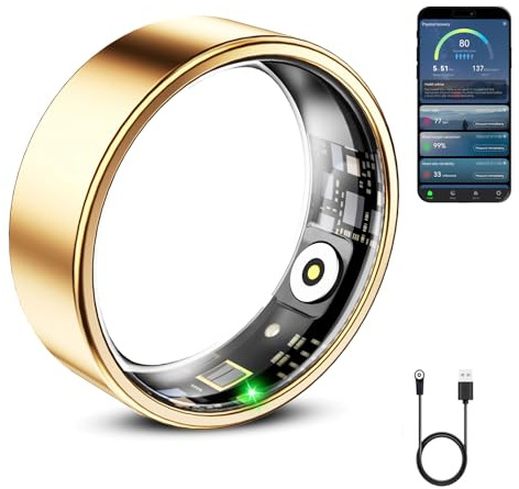 Anillo inteligente Mirlray para mujeres y hombres, anillo inteligente rastreador de salud, monitor de oxígeno en sangre y frecuencia cardíaca, anillo de sueño de batería de larga duración, anillo de