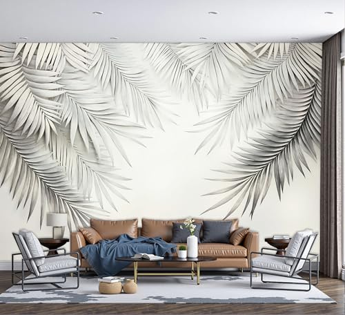 Murales 3D De Seda, Pintado Panorámico Hoja De Palma Minimalista Mural Para Artística, Papel Tapiz Fotográfico Planta Natural Decoración Póster De Pared Salón Dormitorio 200x140cm