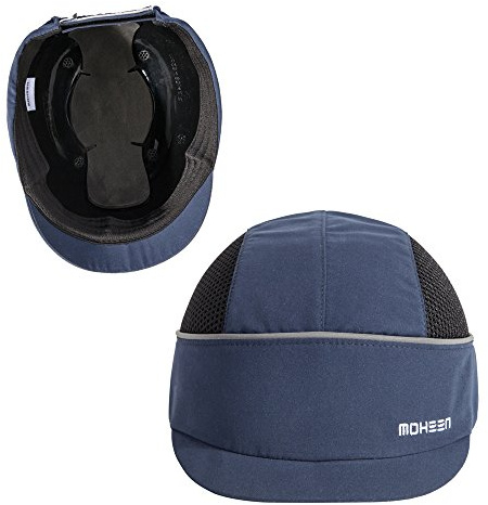 MOHEEN Safety Bump Cap, Baseball Hat Style with Reflective Stripes Lightweight and Breathable Hard Hat Head Protection Cap (Micro Blue 18101)