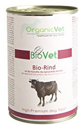 OrganicVet Hund Nassfutter BioVet Bio-Rind mit Bio-Kartoffel und Bio-Spinat, 6er Pack (6 x 400 g)
