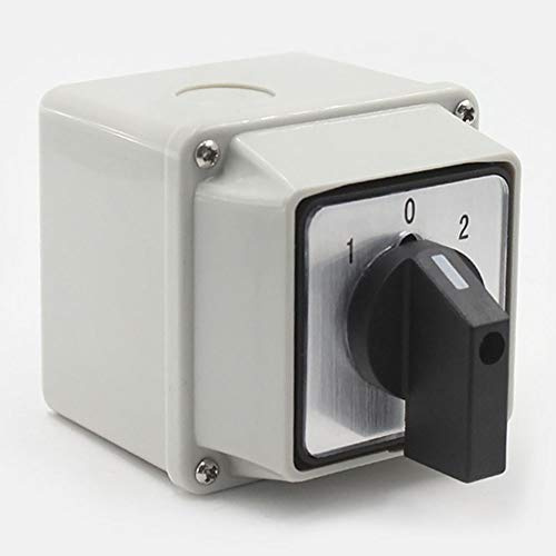 Universal Changeover Switch Rotary Cam Selector with Waterproof Robust Exterior Enclosure Inverter Switch 3 Position 2 Phase 8 Screw Terminals 220V/20A