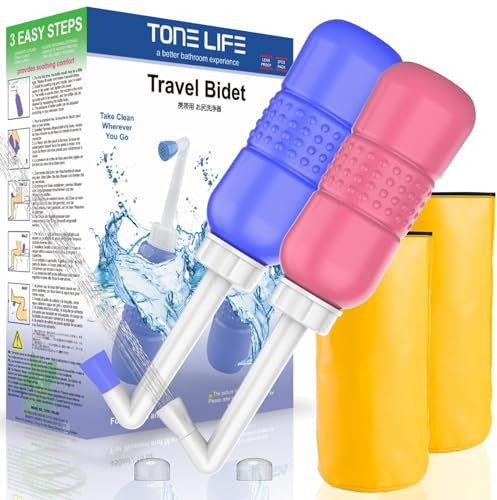 Lot de 2 flacons périnéaux pour soins post-partum – Bidet portable avec bec coudé pour soulager la douleur post-partum Essentiels post-partum avec sac de rangement