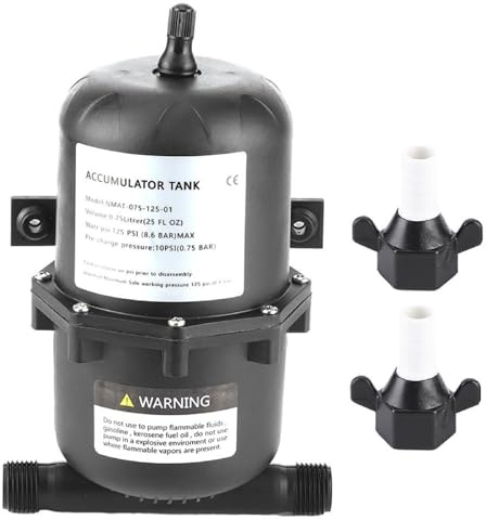 TKSE Mini trycktank, ackumulator trycktank vattenpump flödeskontroll 0,75 l 125 psi vattentät för marin husbil båt