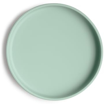 Mushie Classic Silicone Non-Slip Suction Plate for Babies & Toddlers | Food Grade Silicone | Dishwasher & Microwave Safe (Cambridge Blue)