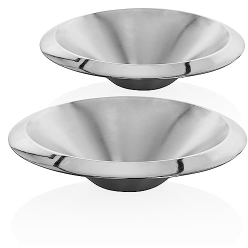 com-four® 2x bols en acier inoxydable - ensemble de bols en acier inoxydable - bols décoratifs - bols de service plats en métal - bols à fruits - décoration d'intérieur (2 Stück - 30 x 8 cm)