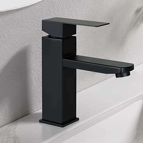 Mursche Wasserhahn Bad Waschtischarmatur Waschbecken - Armatur Schwarz Warm und Kaltwasserhahn Badezimmer Mischbatterie Hochdruck Waschtischwasserhahn Einhebelmischer Badarmatur für Garten Küche