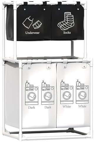 Cestas para la ropa sucia, 4 cestas de almacenamiento surtidas, cestas verticales de lavandería, cestas de ropa sucia divididas, cestas de ropa sucias, clasificación de ropa sucia, clasificación de