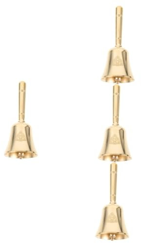 Ciieeo 4 Stück kleine Altarglocke handglocke tischklingel Mahlzeitglocke Hochzeitsglocken die Peripherie Mini-Altarglocken kleine Glocke DREI Phasen um Ornamente die Klingel Messing