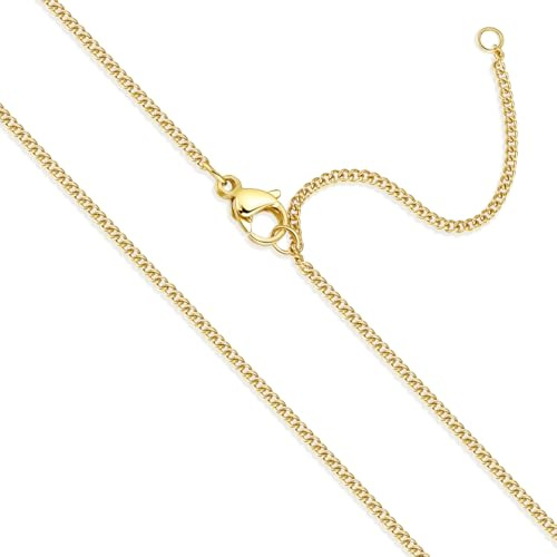 OSTAN Chaîne fine en or pour femme - Sans pendentif - Largeur : 1,5 mm - Longueur : 35 cm - 75 cm, Or (45+5cm)