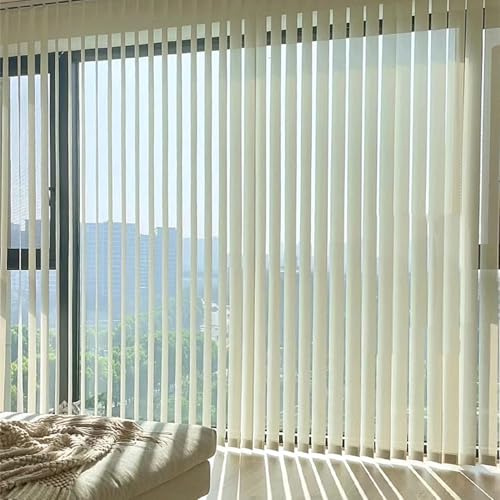 LRYELWA Estores Verticales Beige Cortina Corredera para Ventana,Cortina Lamas Verticales Opaca,Protector Solar,Persianas Verticales Blackout para Salón Dormitorio,con Accesorios (95cm x 180cm)