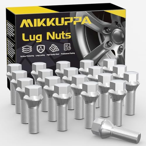 MIKKUPPA hjulbultar 20 st M12 x 1,5 – skaftlängd: 28 mm, konisk 60°, nyckelbredd: 17 mm (kromsilver)