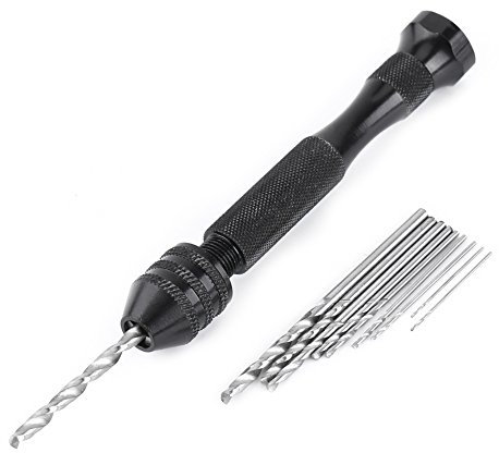 Set di punte per trapano a mano Tamiya Mini Pin Vise Micro punte elicoidali in acciaio ad alta velocità per legno, plastica, gomma