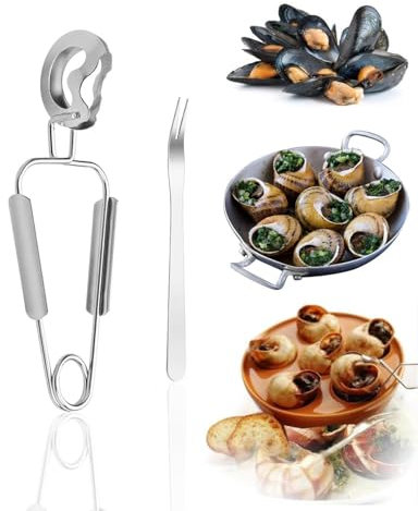 UYRVAPE Set di pinze per lumache e forchette per lumache, Acciaio Inox Lumaca Set forchette per frutti di mare Strumenti per la raccolta di lumache,aragoste per servizio al ristorante