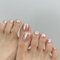 24 Stück Aurora Glitzer Press On Fußnägel - Kurze Quadratische Französische Zehennägel, Vollständig Abdeckende Nagelspitzen, Künstliche Fußnägel für Frauen, 12 Größen (Nude Aurora)