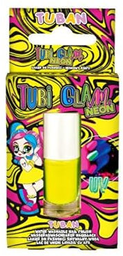 TUBAN Tubi Glam - Nail Polish for Kids - For Girls - Washable with Warm Water - Bitter Taste - Bitter Nail Polish - Neon Yellow